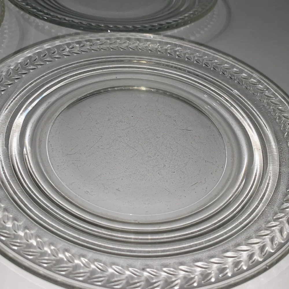 Set of 4 Clear Glass 1970s Vintage Small Plates for Appetizers Bread & Butter